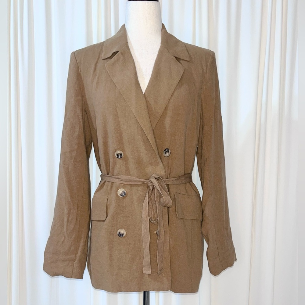 Free People Olivia Linen Blend Oversized Double-Breasted Blazer Size XS - Picture 6 of 10